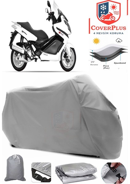 Yuki QM250T Maximum Gri Motorsiket Brandası Motor Örtüsü Çadır Su Geçirmez Motosiklet Kılıfı Motor Brandası