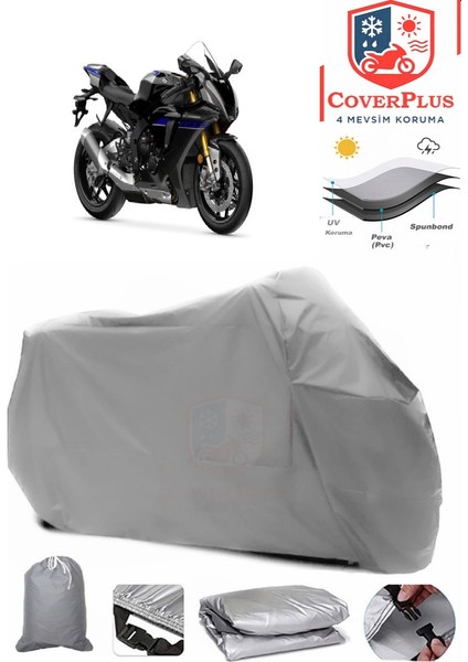 Yamaha Yzf R1M Gri Motorsiket Brandası Motor Örtüsü Çadır Su Geçirmez Motosiklet Kılıfı Motor Brandası