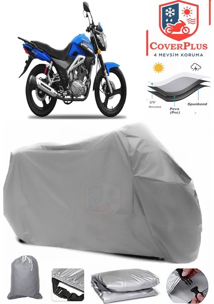 Yuki TN150-3A Driver Gri Motorsiket Brandası Motor Örtüsü Çadır Su Geçirmez Motosiklet Kılıfı Motor Brandası
