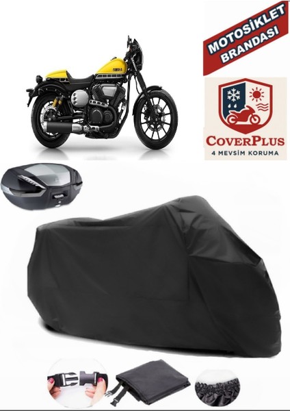 Yamaha XV950R Siyah Arka Çanta Uyumlu Motorsiket Brandası Motor Örtüsü Çadır Su Geçirmez Motosiklet Kılıfı Motor Brandası