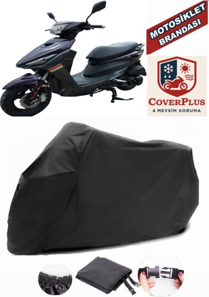 Ramzey Kalipso 125-8 Siyah Motorsiket Brandası Motor Örtüsü Çadır Su Geçirmez Motosiklet Kılıfı Motor Brandası