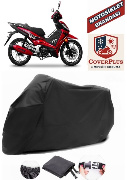 Yuki Gusto 50 Siyah Motorsiket Brandası Motor Örtüsü Çadır Su Geçirmez Motosiklet Kılıfı Motor Brandası