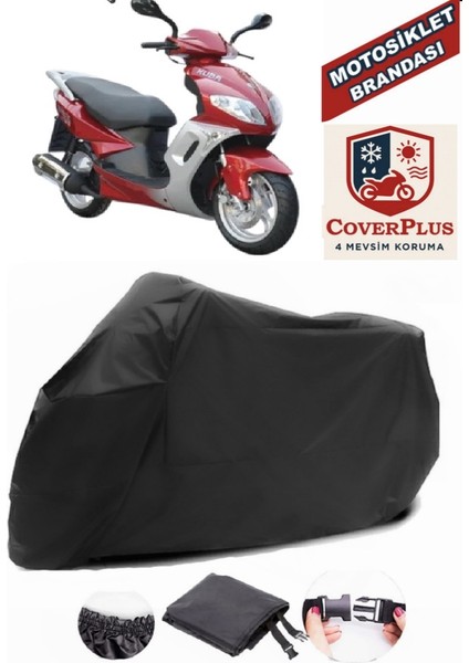 Kuba Apricot 125 Siyah Motorsiket Brandası Motor Örtüsü Çadır Su Geçirmez Motosiklet Kılıfı Motor Brandası