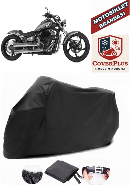 Yamaha Xvs 1300 A Siyah Motorsiket Brandası Motor Örtüsü Çadır Su Geçirmez Motosiklet Kılıfı Motor Brandası