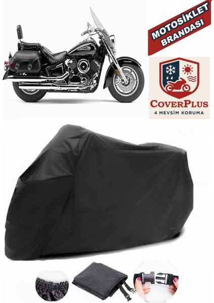 Yamaha Xvs 650 Drag Star Siyah Motorsiket Brandası Motor Örtüsü Çadır Su Geçirmez Motosiklet Kılıfı Motor Brandası