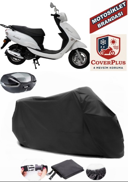 Mondial 100 Loyal Siyah Arka Çanta Uyumlu Motorsiket Brandası Motor Örtüsü Çadır Su Geçirmez Motosiklet Kılıfı Motor Brandası