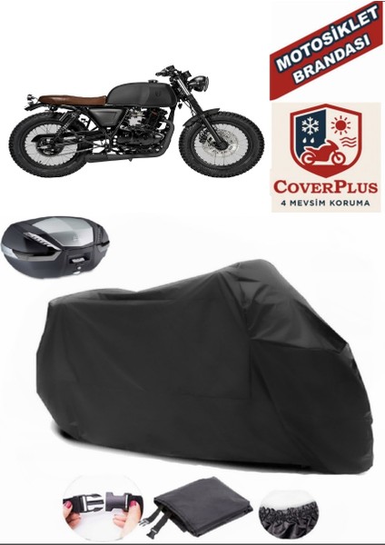 Mutt RS13 250 Siyah Arka Çanta Uyumlu Motorsiket Brandası Motor Örtüsü Çadır Su Geçirmez Motosiklet Kılıfı Motor Brandası