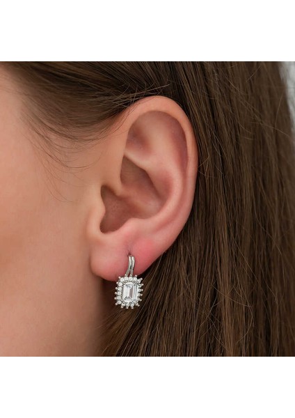 Gümüş Mengeçli Zümrüt Kesim Küpe fiyatları