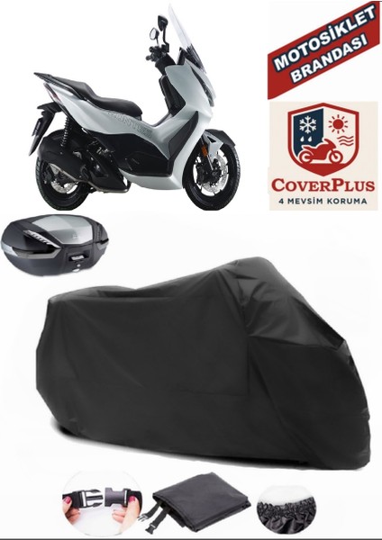 Zontes 350 E Siyah Arka Çanta Uyumlu Motorsiket Brandası Motor Örtüsü Çadır Su Geçirmez Motosiklet Kılıfı Motor Brandası