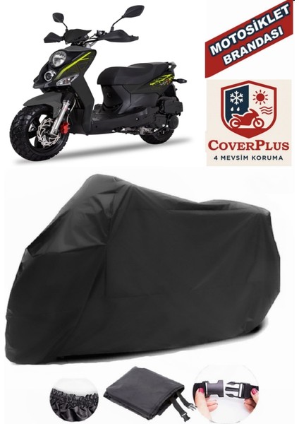 Sym Crox 125 Siyah Motorsiket Brandası Motor Örtüsü Çadır Su Geçirmez Motosiklet Kılıfı Motor Brandası
