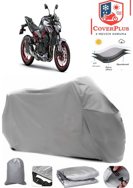 Kawasaki Z 900 Gri Motorsiket Brandası Motor Örtüsü Çadır Su Geçirmez Motosiklet Kılıfı Motor Brandası