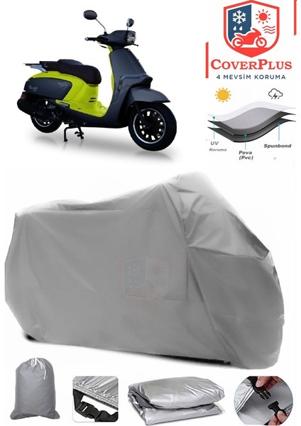 Motolux Macchiato 125 Gri Motorsiket Brandası Motor Örtüsü Çadır Su Geçirmez Motosiklet Kılıfı Motor Brandası