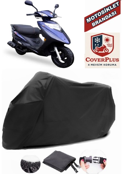 Stmax Lindy 50 Siyah Motorsiket Brandası Motor Örtüsü Çadır Su Geçirmez Motosiklet Kılıfı Motor Brandası