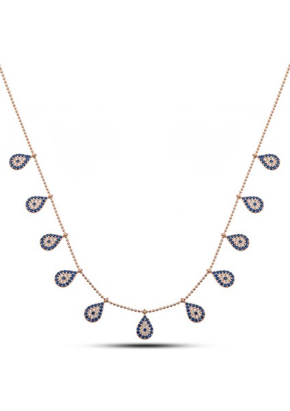 Gümüş Rose Damla Nazarlı Şans Kadın Kolye