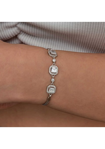 Gümüş Üçlü Kare Kadın Bileklik fırsatları