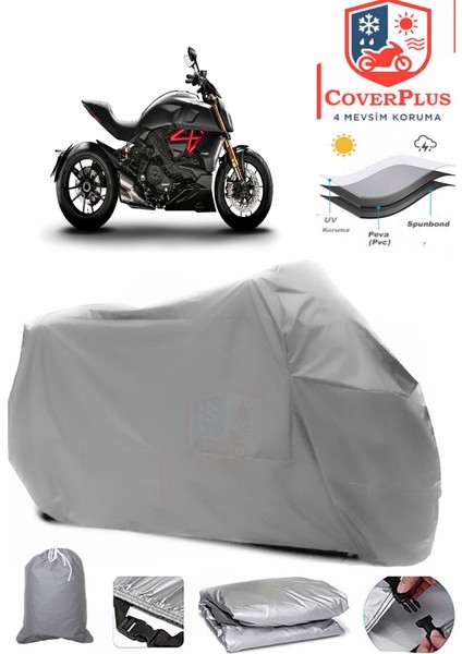 Ducati Diavel 1260 S Gri Motorsiket Brandası Motor Örtüsü Çadır Su Geçirmez Motosiklet Kılıfı Motor Brandası