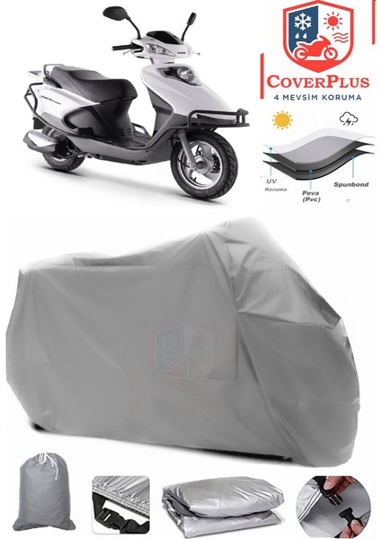 Kuba Rocca 100 Max Gri Motorsiket Brandası Motor Örtüsü Çadır Su Geçirmez Motosiklet Kılıfı Motor Brandası