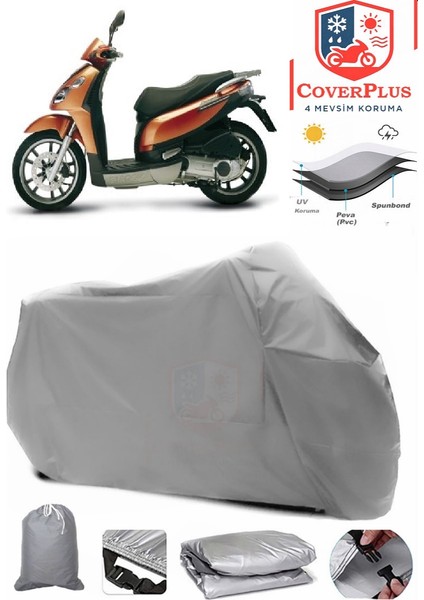 Piaggio Carnaby 200 Gri Motorsiket Brandası Motor Örtüsü Çadır Su Geçirmez Motosiklet Kılıfı Motor Brandası