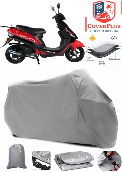 Arora Ar 50-10 Toros Gri Motorsiket Brandası Motor Örtüsü Çadır Su Geçirmez Motosiklet Kılıfı Motor Brandası