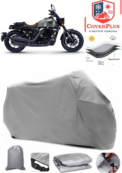 Rks K-Light 202 Gri Motorsiket Brandası Motor Örtüsü Çadır Su Geçirmez Motosiklet Kılıfı Motor Brandası