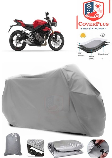 Triumph Street Triple Gri Motorsiket Brandası Motor Örtüsü Çadır Su Geçirmez Motosiklet Kılıfı Motor Brandası