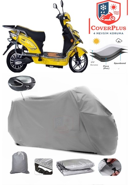 Kral Motor Kr-41 L Epico Arka Çanta Uyumlu (Gri) Motorsiket Brandası Motor Örtüsü Çadır Su Geçirmez Motosiklet Kılıfı Motor Brandası