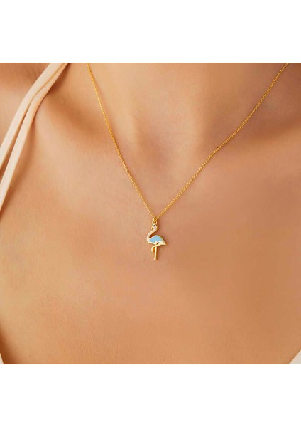 925 Ayar Gümüş Gold Flamingo Kadın Kolye fiyatları