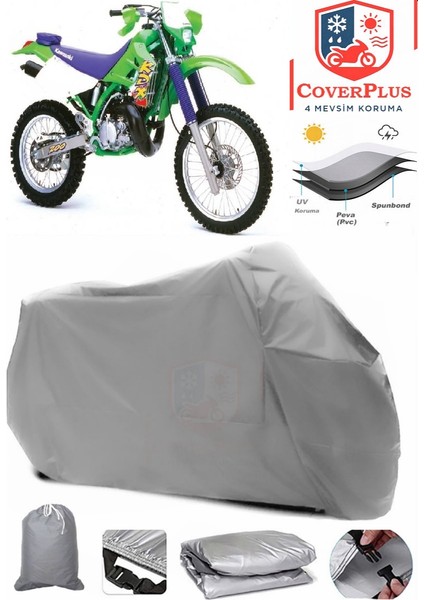 Kawasaki Kdx 200 Gri Motorsiket Brandası Motor Örtüsü Çadır Su Geçirmez Motosiklet Kılıfı Motor Brandası