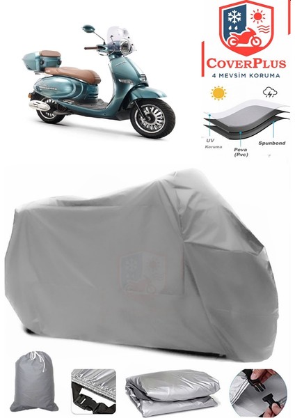 Kuba Brilliant 125 Pro Gri Motorsiket Brandası Motor Örtüsü Çadır Su Geçirmez Motosiklet Kılıfı Motor Brandası