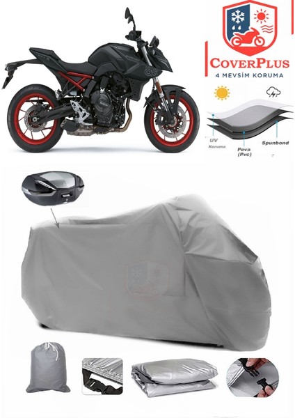 Suzuki Gsx 8s Arka Çanta Uyumlu (Gri) Motorsiket Brandası Motor Örtüsü Çadır Su Geçirmez Motosiklet Kılıfı Motor Brandası