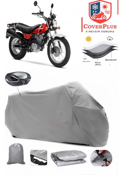 Suzuki Vanvan 200 Arka Çanta Uyumlu (Gri) Motorsiket Brandası Motor Örtüsü Çadır Su Geçirmez Motosiklet Kılıfı Motor Brandası