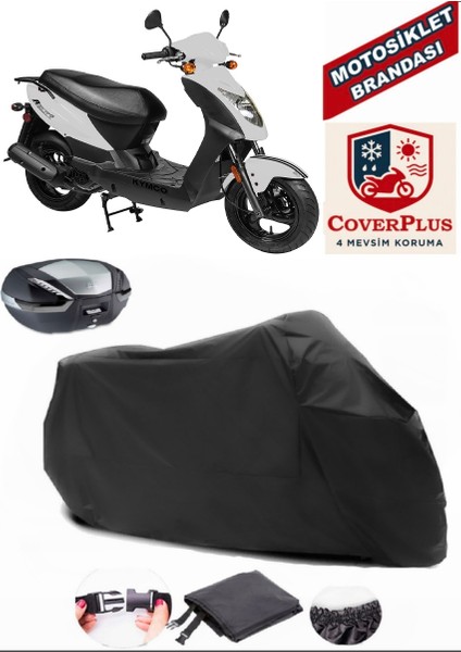 Kymco Agility 50 Siyah Arka Çanta Uyumlu Motorsiket Brandası Motor Örtüsü Çadır Su Geçirmez Motosiklet Kılıfı Motor Brandası
