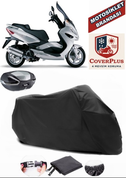 Malaguti Madison 250 Siyah Arka Çanta Uyumlu Motorsiket Brandası Motor Örtüsü Çadır Su Geçirmez Motosiklet Kılıfı Motor Brandası