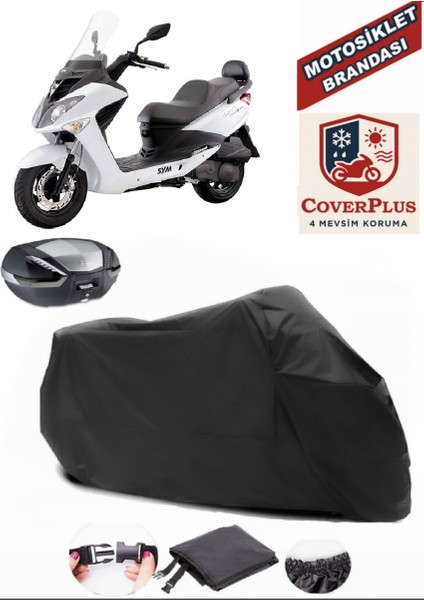 Sym Joyride Evo 200I Siyah Arka Çanta Uyumlu Motorsiket Brandası Motor Örtüsü Çadır Su Geçirmez Motosiklet Kılıfı Motor Brandası
