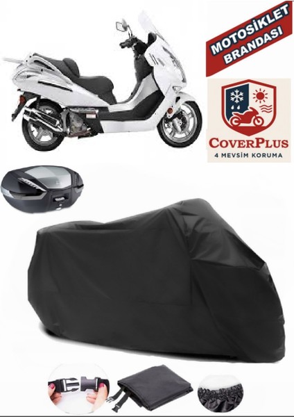 Mondial 250 Jet Max Siyah Arka Çanta Uyumlu Motorsiket Brandası Motor Örtüsü Çadır Su Geçirmez Motosiklet Kılıfı Motor Brandası