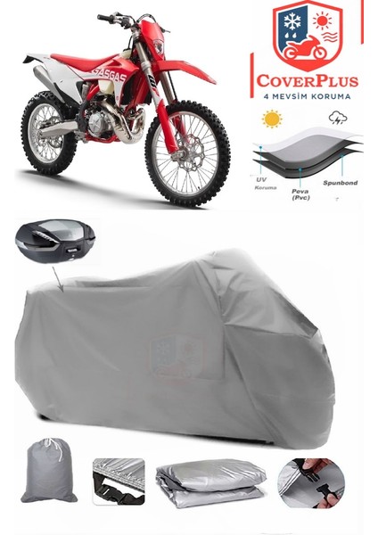 Gas Gas Ec 350 F Arka Çanta Uyumlu (Gri) Motorsiket Brandası Motor Örtüsü Çadır Su Geçirmez Motosiklet Kılıfı Motor Brandası