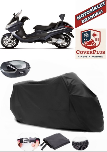 Piaggio X8 200 Siyah Arka Çanta Uyumlu Motorsiket Brandası Motor Örtüsü Çadır Su Geçirmez Motosiklet Kılıfı Motor Brandası