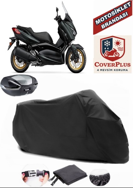 Yamaha X-Max 250 Tech Max Siyah Arka Çanta Uyumlu Motorsiket Brandası Motor Örtüsü Çadır Su Geçirmez Motosiklet Kılıfı Motor Brandası