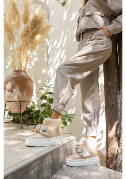 Jelle Kadın Bej Parasut Malzeme Eva Taban Fiyonklu Bot