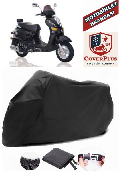 Kanuni Classic 125 Siyah Motorsiket Brandası Motor Örtüsü Çadır Su Geçirmez Motosiklet Kılıfı Motor Brandası