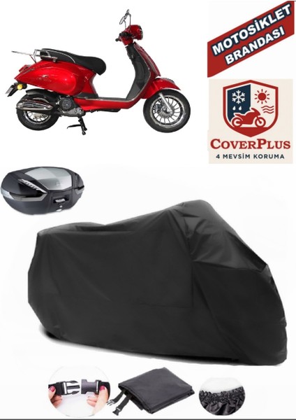 Stmax Milan 50 Siyah Arka Çanta Uyumlu Motorsiket Brandası Motor Örtüsü Çadır Su Geçirmez Motosiklet Kılıfı Motor Brandası