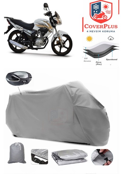 Kuba Xf 139 Arka Çanta Uyumlu (Gri) Motorsiket Brandası Motor Örtüsü Çadır Su Geçirmez Motosiklet Kılıfı Motor Brandası