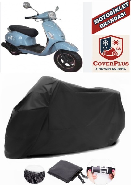 Kral Motor KR-211 Rana 50 Siyah Motorsiket Brandası Motor Örtüsü Çadır Su Geçirmez Motosiklet Kılıfı Motor Brandası