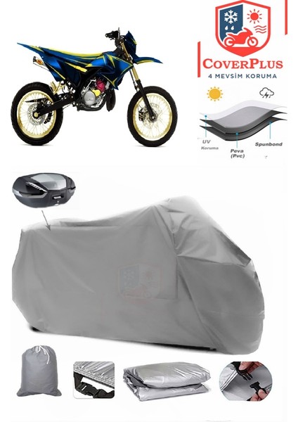 Yamaha Dt 80 Arka Çanta Uyumlu (Gri) Motorsiket Brandası Motor Örtüsü Çadır Su Geçirmez Motosiklet Kılıfı Motor Brandası