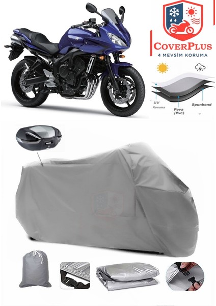 Yamaha Fz6 Fazer Arka Çanta Uyumlu (Gri) Motorsiket Brandası Motor Örtüsü Çadır Su Geçirmez Motosiklet Kılıfı Motor Brandası