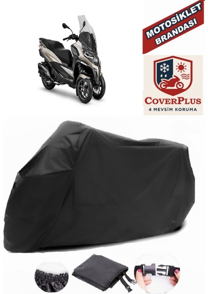 Piaggio Mp3 530 Siyah Motorsiket Brandası Motor Örtüsü Çadır Su Geçirmez Motosiklet Kılıfı Motor Brandası