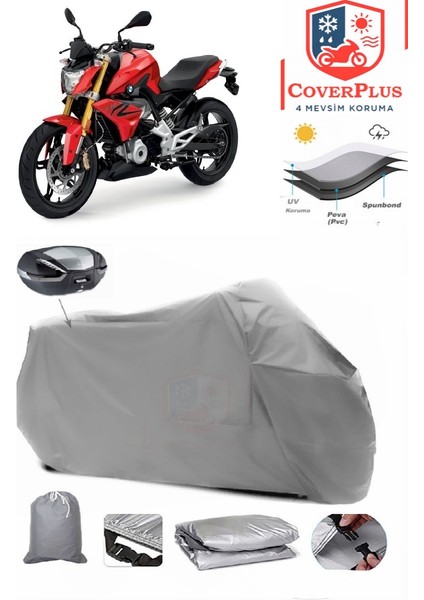 Bmw G 310 R Arka Çanta Uyumlu (Gri) Motorsiket Brandası Motor Örtüsü Çadır Su Geçirmez Motosiklet Kılıfı Motor Brandası
