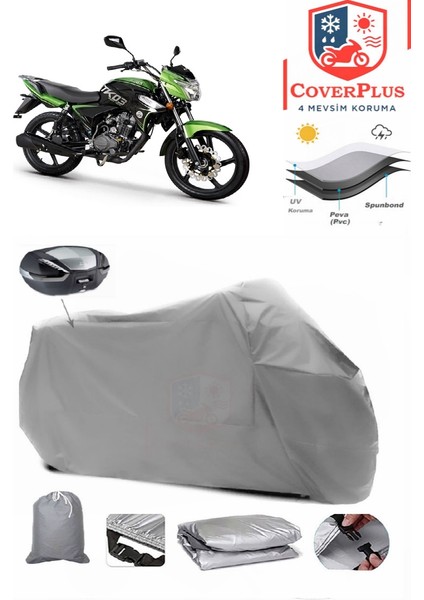 Kuba Tk 03 Arka Çanta Uyumlu (Gri) Motorsiket Brandası Motor Örtüsü Çadır Su Geçirmez Motosiklet Kılıfı Motor Brandası