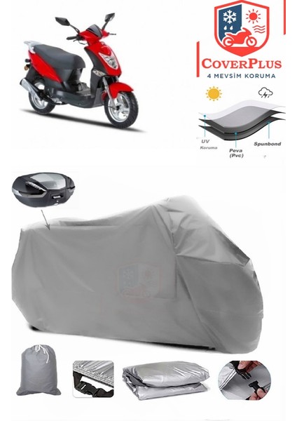 Motoran Sprint 125 Arka Çanta Uyumlu (Gri) Motorsiket Brandası Motor Örtüsü Çadır Su Geçirmez Motosiklet Kılıfı Motor Brandası