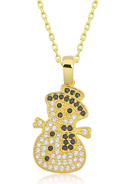 Gümüş Gold Kardan Adam Kadın Kolye